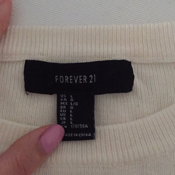 Forever 21 White Ribbed Thicker Long Sleeve Top - Picture 2 of 4